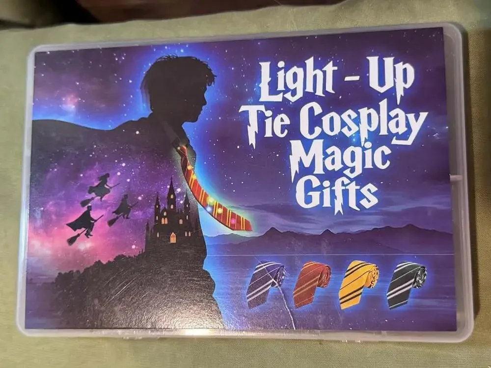 BYHTTKIGM Light-Up Magic Cosplay Necktie Red and Gold Striped Costume Tie